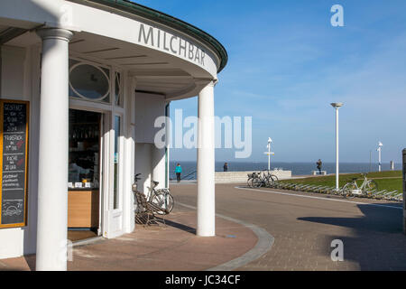 North Sea island, Norderney, East Frisia, Germany,  the Milchbar - milk bar, lounge, bar, restaurant, a trendy meeting place on the beach promenade, Stock Photo