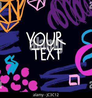 Collection of trendy cards with geometric shapes, hand made textures and logotypes. Wedding, marriage, bridal, birthday, Valentine s day. Stock Vector