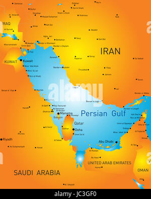 Vector color map of Persian gulf countries Stock Photo