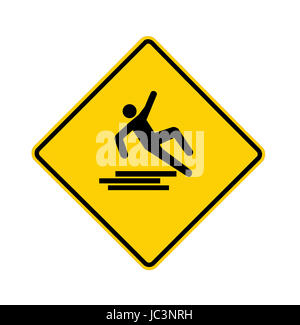 Warning sign with falling man Stock Photo - Alamy