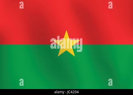 Flag of Burkina Faso a little Waving, Shading & Flag Colors separated layers - Vector Illustration. Stock Vector