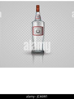 Glass vodka bottle with screw cap. Stock Vector