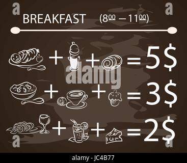 Vector template Breakfast chalkboard menu Vintage Poster , vector set Stock Vector