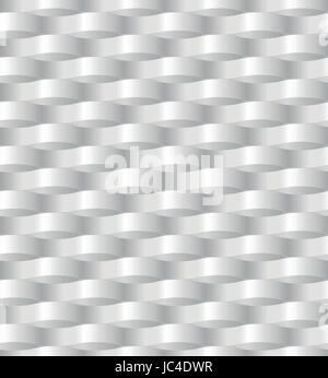 Paper waving wickerwork network abstract three dimensional pattern seamless in gray - white color. Vector illustration beautiful background textile fa Stock Vector