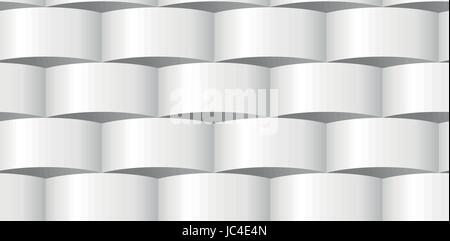 Paper wall, waving brick abstract three dimensional pattern seamless design in gray - white color. Vector illustration beautiful background textile fa Stock Vector