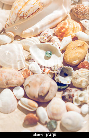 Underwater photo of black pearl in big shell Stock Photo