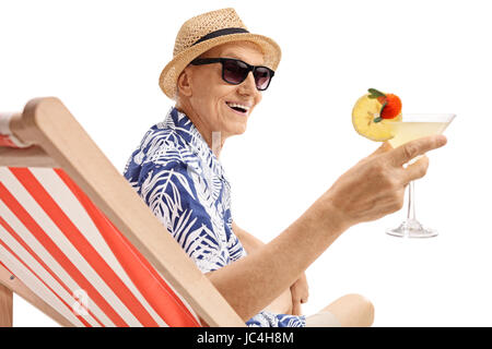 Senior man on sun lounger Stock Photo - Alamy