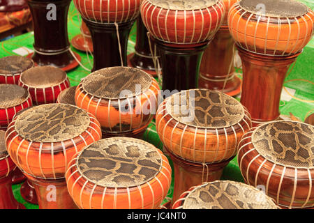 Drum surface from a snake, maybe Boa skin Stock Photo