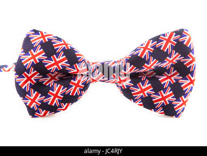Uk flag on the bow tie isolated on white background Stock Photo