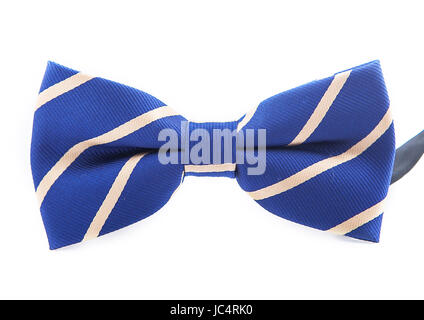 Blue Bow with white line Isolated On White Background Stock Photo