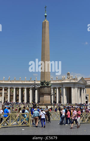 Egyptian obelisk of Caligula in  the middle of Saint Peter's Square, Vatican City, Rome Stock Photo