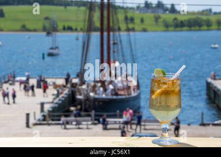 Local rum Dark’n Stormy coctail, The Savvy Sailor Restaurant, Lunenberg, Nova Scotia, Canada Stock Photo