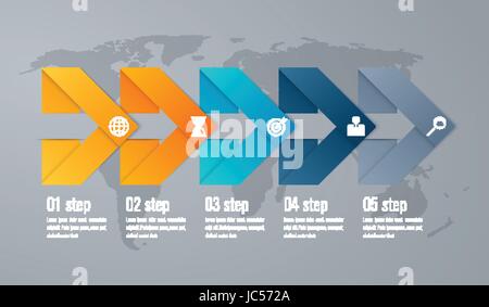 Infographic five step with 3d triangle arrow Stock Vector