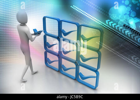 3d person with positive symbol in hands Stock Photo