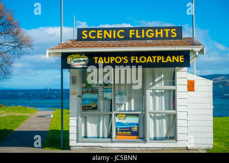 NORTH ISLAND, NEW ZEALAND- MAY 18, 2017: Informative cabin od landing on Taupo New Zealand. Stock Photo