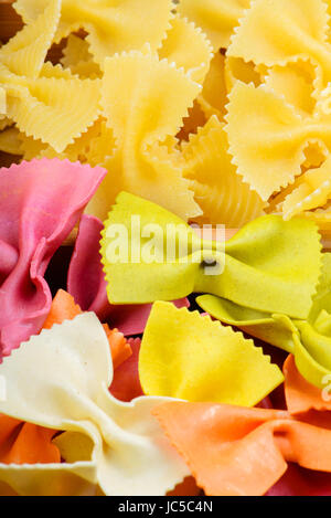 Closeup shot from two different farfalle pasta in box Stock Photo