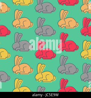 Colored Rabbit seamless pattern. Hare ornament. bunny background. Animal Texture for childrens cloth Stock Vector