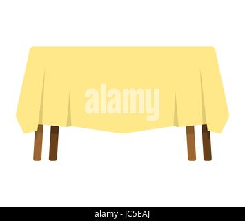 table with tablecloth isolated. Furniture on white background Stock Vector