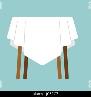 table with tablecloth isolated. Furniture on white background Stock Vector