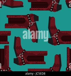 Cowboy boots pattern. Australian shoes background. Western clothing and rodeo texture Stock Vector