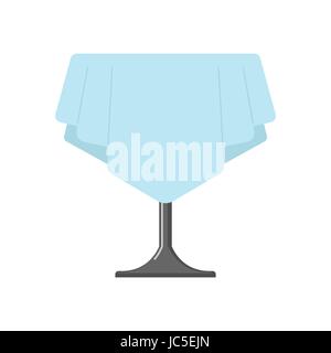Table on one leg with tablecloth isolated. Cafe Furniture on white background Stock Vector