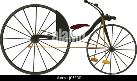first retro bicycle 1839 isolated on white background. Vector illustration Stock Vector