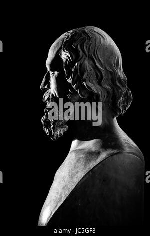 Copy of a 19th century bust of Lord Alfred Tennyson by Pre-Raphaelite artist Thomas Woolner found in St Margarets Church in Somersby, Lincolnshire. Stock Photo