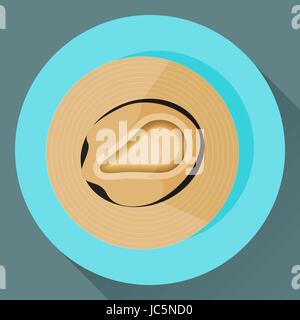 Vector summer straw hat icon. Stock Vector