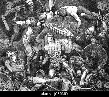 The Battle of the Hydaspes, fought by Alexander the Great in 326 BC against King Porus of the Paurava kingdom Stock Photo