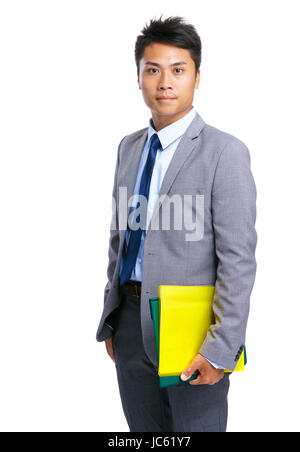 Business man with yellow folder Stock Photo