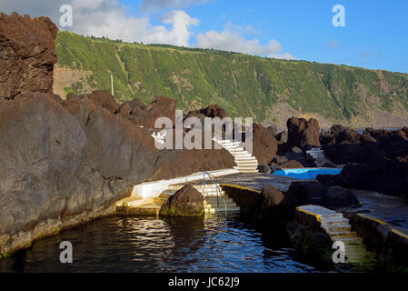 Natural swimming pools, Varadouro, Faial, the Azores, Portugal, Naturschwimmbecken, Azoren Stock Photo
