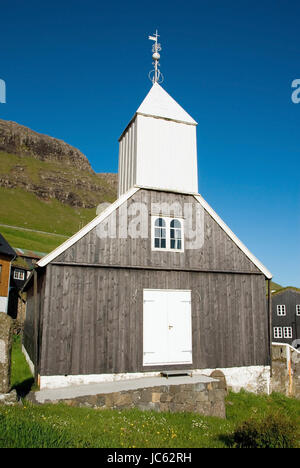 Denmark, Denmark, the Faroes, the Faroes, the Faroes islands, island Vagar, V? even, Bour, church, wooden church, in 1865, D‰nemark,Daenemark, F‰rˆer, Stock Photo