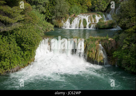 National park Krka waterfalls, Sibenik-Knin, Dalmatia, Croatia / waterfall Skradinski baked, Nationalpark Krka Wasserfaelle, Dalmatien, Kroatien / Was Stock Photo
