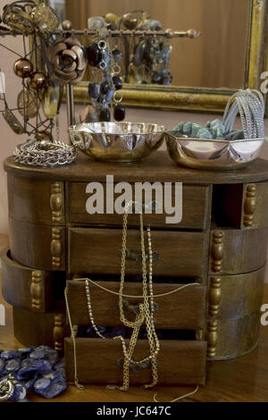 trinkets and fashion objects in a casket Stock Photo