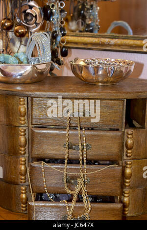 trinkets and fashion objects in a casket Stock Photo