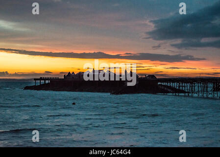 Birnbeck Pier in Weston-super-Mare, Somerset at Sunset Stock Photo