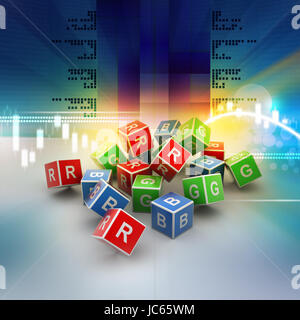 3D Colored Cube of RGB Alphabet Stock Photo