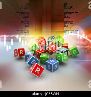 3D Colored Cube of RGB Alphabet Stock Photo