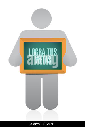 achieve your goals avatar sign in Spanish. Illustration design Stock Photo