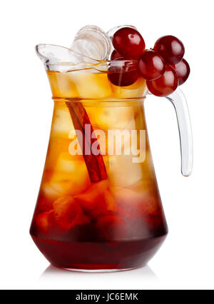 Full jug of fresh nonalcoholic cocktail with grapes and cinnamon stick isolated Stock Photo