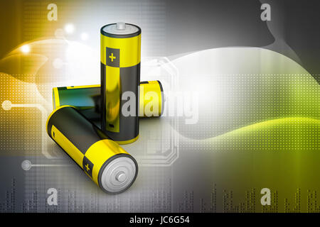Batteries in color background