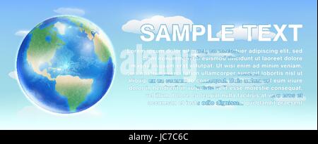 planet earth globe on a sky background Stock Vector