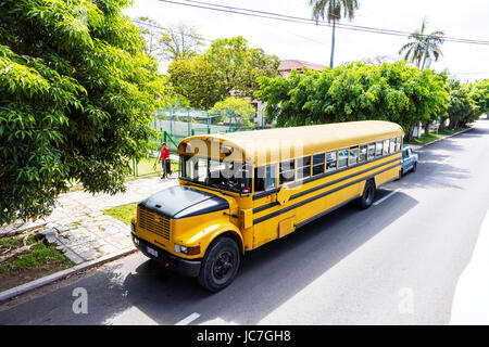 Cuban school bus, old American school bus, School bus Cuba, School bus Havana, transport, school, bus, buses, Cuban, Cuba, Havana Stock Photo