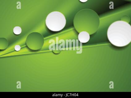 Green smooth stripes and circles vector tech graphic design Stock Vector