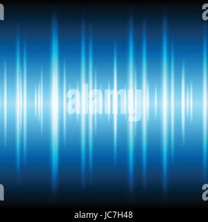 Blue glowing tech waveform equalizer stripes background. Abstract tech vector design Stock Vector