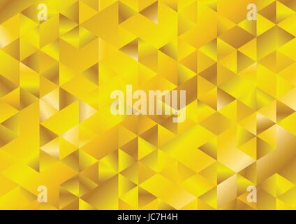 Gold glitter triangles mosaic technical background. Vector design Stock Vector