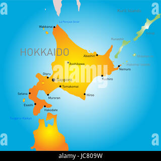 Hokkaido island vector color map Stock Photo