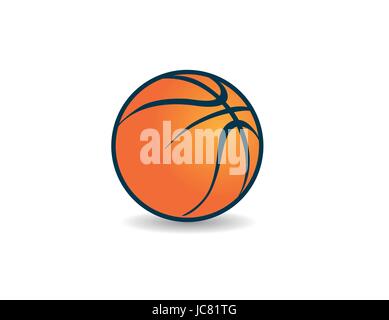 orange basketball on white background with shadow illustration Stock Vector
