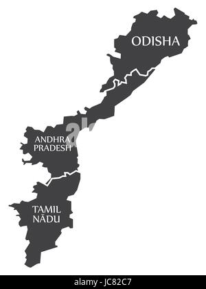 Vector illustration of Andhra Pradesh map with border outline in black ...