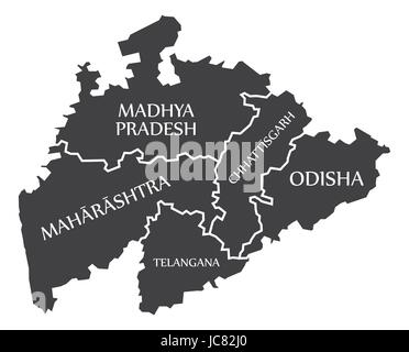 India Map labelled black Stock Vector Image & Art - Alamy